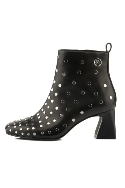 Členková Obuv Karl Lagerfeld Beata Studs Ankle Zip Black Lthr W/Silver