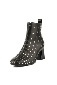 Členková Obuv Karl Lagerfeld Beata Studs Ankle Zip Black Lthr W/Silver