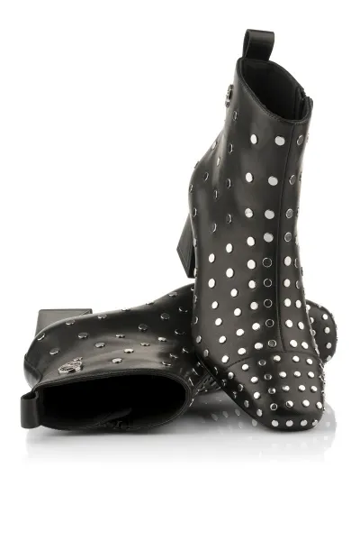 Členková Obuv Karl Lagerfeld Beata Studs Ankle Zip Black Lthr W/Silver