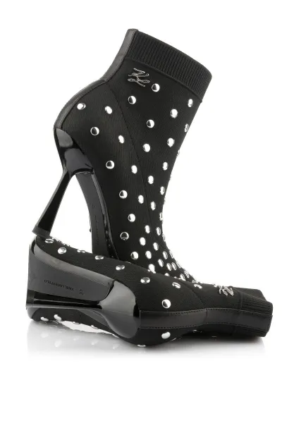 Členková Obuv Karl Lagerfeld Pandara Studs Knit Boot Black Knit Text W/Silver