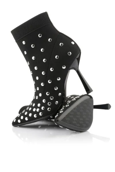 Členková Obuv Karl Lagerfeld Pandara Studs Knit Boot Black Knit Text W/Silver