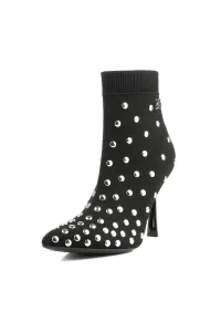 Členková Obuv Karl Lagerfeld Pandara Studs Knit Boot Black Knit Text W/Silver