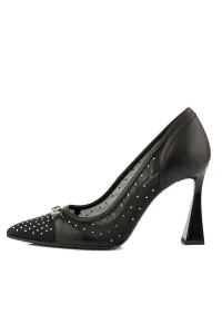 Lodičky Karl Lagerfeld Debutante Glitter Mesh Pump Black Lthr & Text W/Silver