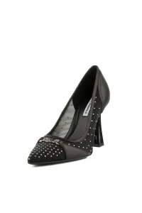 Lodičky Karl Lagerfeld Debutante Glitter Mesh Pump Black Lthr & Text W/Silver