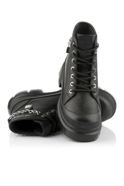 Členková Obuv Karl Lagerfeld Trekka Max Lock Chain Lace Boot Black Lthr