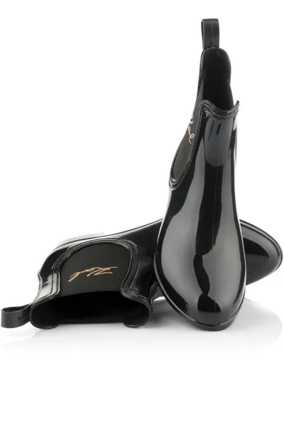 Gumáky Karl Lagerfeld Kalosh Ii Karl Signia Ankle Bt Black Rubber W/ Gold