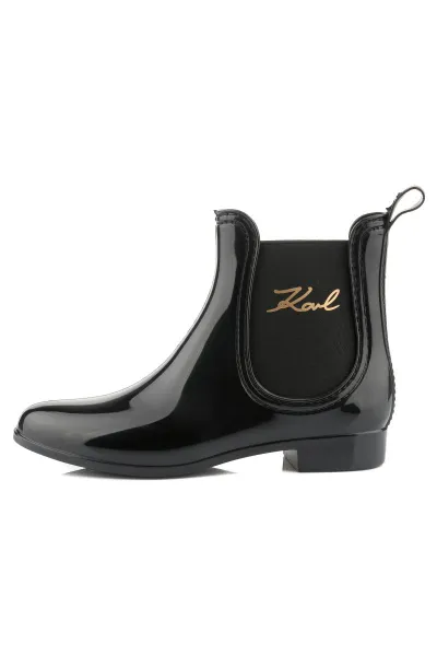 Gumáky Karl Lagerfeld Kalosh Ii Karl Signia Ankle Bt Black Rubber W/ Gold
