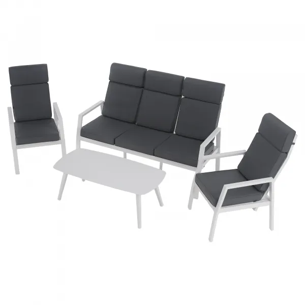 Záhradný polohovací set, sivá/biela, hliník, EDOIN