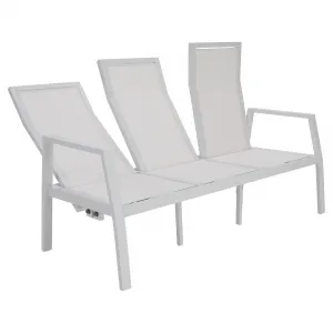 Záhradný polohovací set, sivá/biela, hliník, EDOIN
