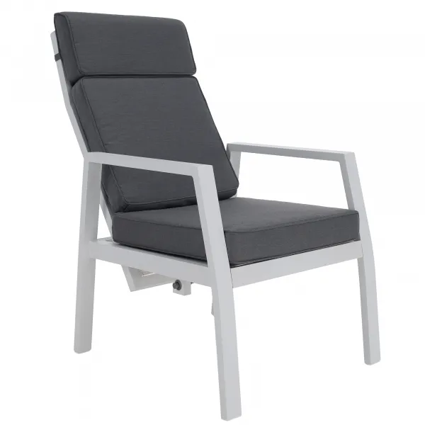 Záhradný polohovací set, sivá/biela, hliník, EDOIN