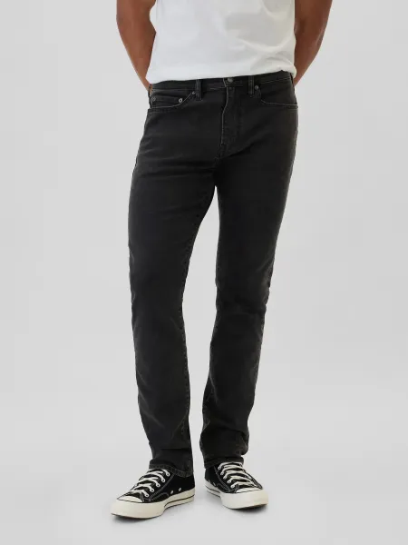 GAP V-SLIM OPP BLACK WASH Pánske nohavice, čierna, veľkosť