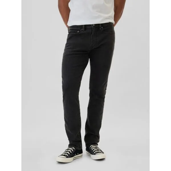 GAP V-SLIM OPP BLACK WASH Pánske nohavice, čierna, veľkosť