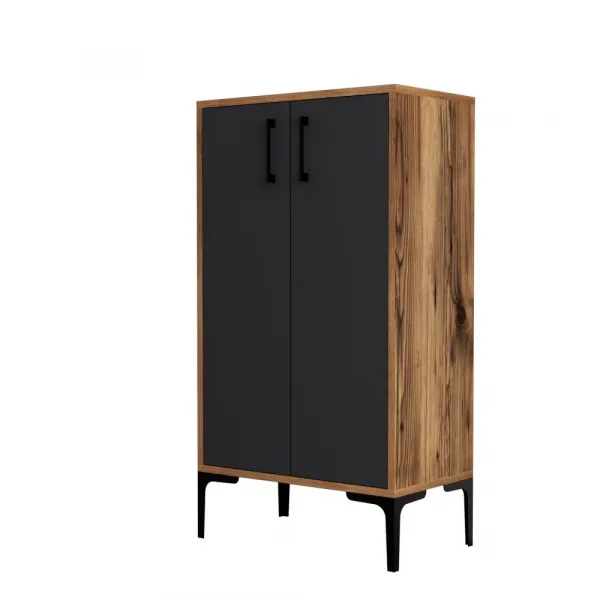 Skrinka na topánky / Botník Prag - Walnut, Anthracite