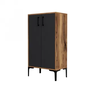 Skrinka na topánky / Botník Prag - Walnut, Anthracite