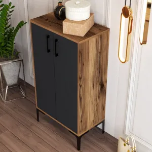 Skrinka na topánky / Botník Prag - Walnut, Anthracite