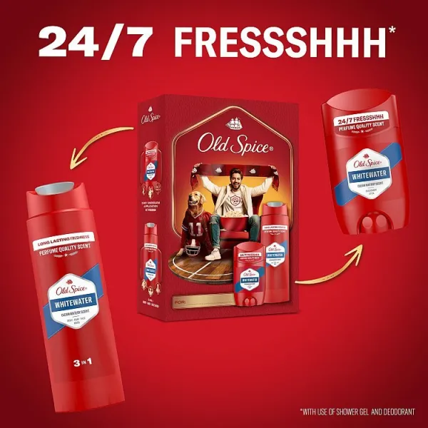 Old Spice Whitewater Darčeková Súprava Pre Športových Fanúšikov: Tuhý Dezodorant A Sprchový Gél