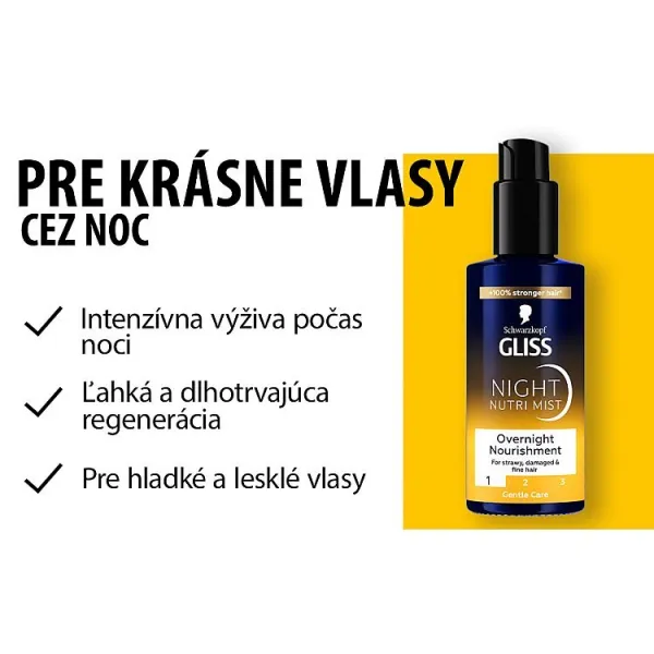 Schwarzkopf Gliss Night Nutri Mist nočný vyživujúci ľahký sprej 100 ml 1ks