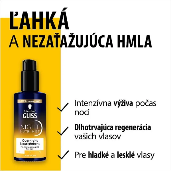 Schwarzkopf Gliss Night Nutri Mist nočný vyživujúci ľahký sprej 100 ml 1ks