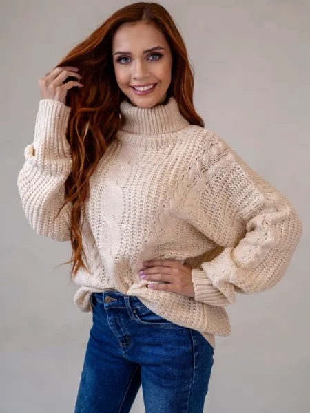 ASPERISSIA Dámsky sveter COLINE Farba: Béžová, Konfekčná veľkosť: S/M