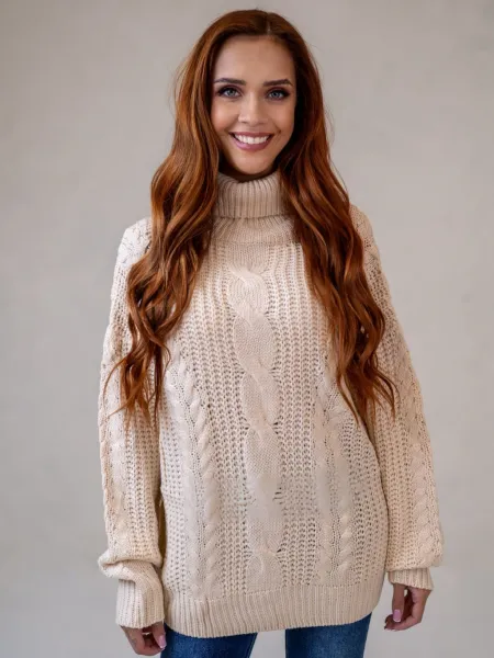 ASPERISSIA Dámsky sveter COLINE Farba: Béžová, Konfekčná veľkosť: S/M