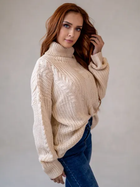 ASPERISSIA Dámsky sveter COLINE Farba: Béžová, Konfekčná veľkosť: S/M
