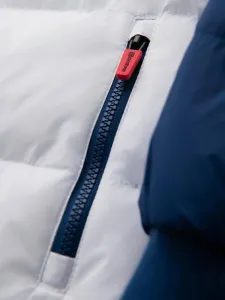 Prešívaná zimná pánska bunda - modro-biela