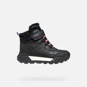Black Girls Ankle Boots Geox Trekkyup AB - Girls