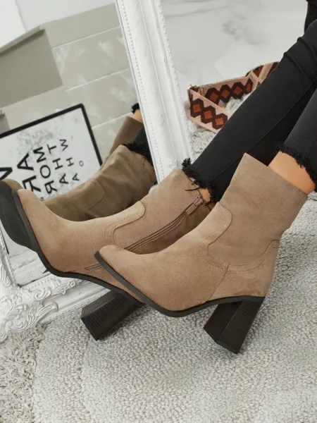 Resti Women's Rune Fast Faux Suede Heeled Ankle Boots