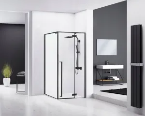 REA/S - Sprchovací kút FARGO 90x90 - matný čierny s bielou sprchovou vaničkou Savoy KPL-K6318