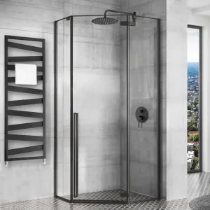 REA/S - Sprchovací kút DIAMOND 80x80 - čierna matná + sprchova vanička Diamond, biela KPL-06900