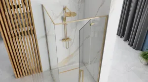 REA/S - Sprchovací kút FARGO 90x90 - zlatý So sprchovou vaničkou Savoy KPL-K4903