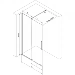 MEXEN/S - Velar Sprchová zástena posuvná Walk-in 75 x 200, grafit 8 mm, čierna 871-075-000-43-70