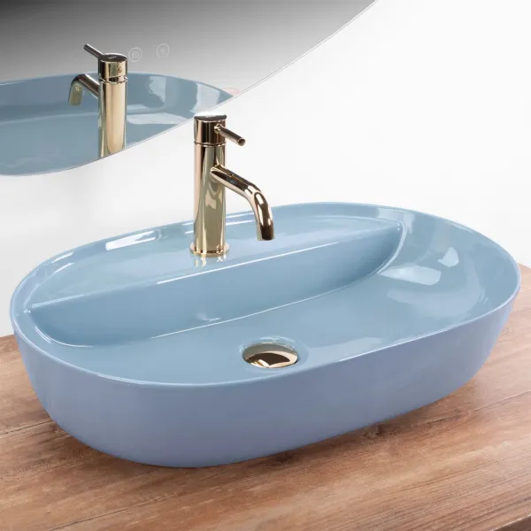 REA - Umývadlo na dosku Aura 61 L.Blue Shiny REA-U6618
