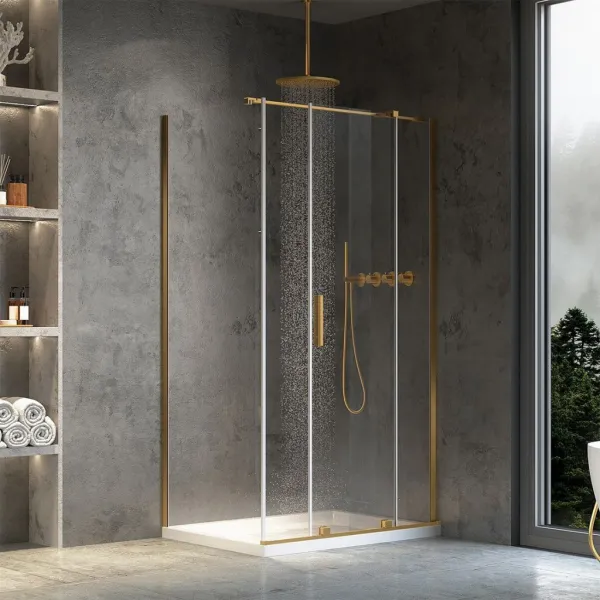 REA/S - Sprchová kabína Montana Gold Brush 130x80 KPL-K2516