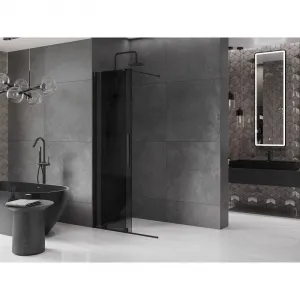 MEXEN/S - Velar Sprchová zástena posuvná Walk-in 75 x 200, grafit 8 mm, čierna 871-075-000-43-70