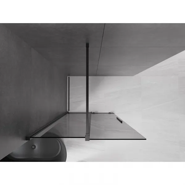 MEXEN/S - Velar Sprchová zástena posuvná Walk-in 75 x 200, grafit 8 mm, čierna 871-075-000-43-70