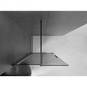MEXEN/S - Velar Sprchová zástena posuvná Walk-in 75 x 200, grafit 8 mm, čierna 871-075-000-43-70