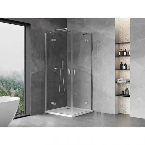 MEXEN/S - Mist H Duo sprchovací kút dvere krídlové 80 x 80, transparent, chróm 8A5-080L-080P-01-00