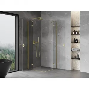 MEXEN/S - Mist H Duo sprchovací kút dvere krídlové 80 x 80, transparent, zlato 8A5-080L-080P-50-00