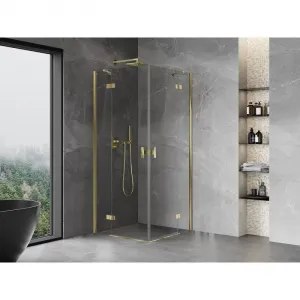 MEXEN/S - Mist H Duo sprchovací kút dvere krídlové 80 x 80, transparent, zlato 8A5-080L-080P-50-00
