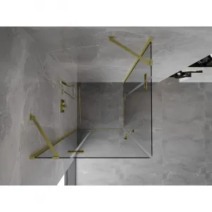 MEXEN/S - Mist H Duo sprchovací kút dvere krídlové 80 x 80, transparent, zlato kartáčovaná 8A5-080L-080P-55-00