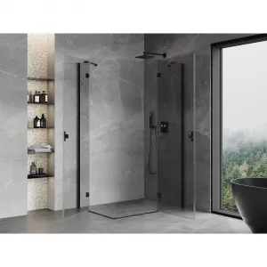 MEXEN/S - Mist H Duo sprchovací kút dvere krídlové 80 x 100, transparent, čierna 8A5-080L-100P-70-00