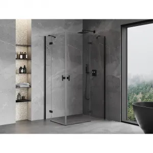 MEXEN/S - Mist H Duo sprchovací kút dvere krídlové 80 x 100, transparent, čierna 8A5-080L-100P-70-00
