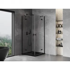 MEXEN/S - Mist H Duo sprchovací kút dvere krídlové 70 x 70, transparent, čierna 8A5-070L-070P-70-00