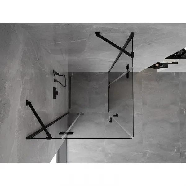 MEXEN/S - Mist H Duo sprchovací kút dvere krídlové 70 x 70, transparent, čierna 8A5-070L-070P-70-00