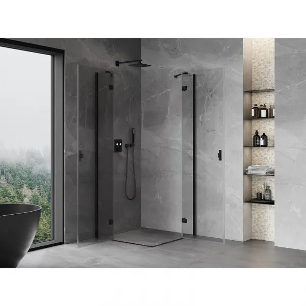 MEXEN/S - Mist H Duo sprchovací kút dvere krídlové 70 x 70, transparent, čierna 8A5-070L-070P-70-00