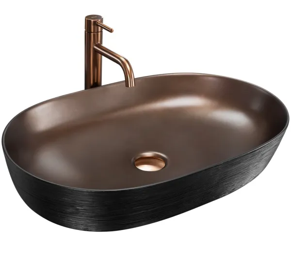 REA - Keramické umývadlo na dosku CLEO 61 Copper Bush / Black REA-U6383