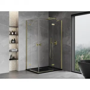 MEXEN/S - Mist H Duo sprchovací kút dvere krídlové 70 x 100, transparent, zlato 8A5-070L-100P-50-00