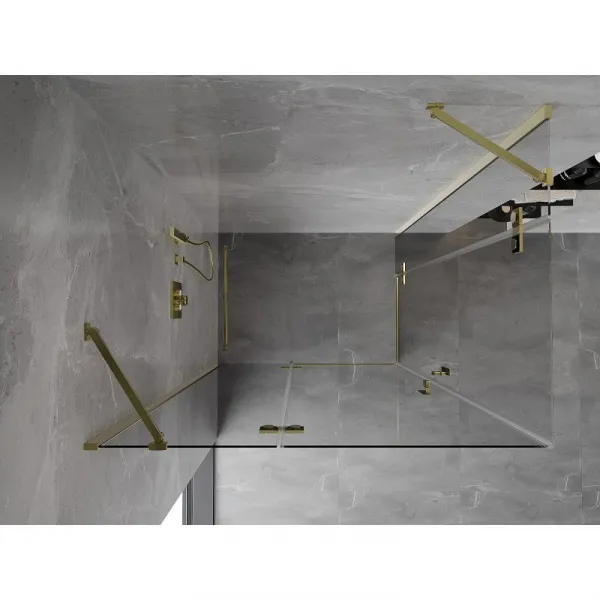 MEXEN/S - Mist H Duo sprchovací kút dvere krídlové 80 x 70, transparent, zlato 8A5-080L-070P-50-00
