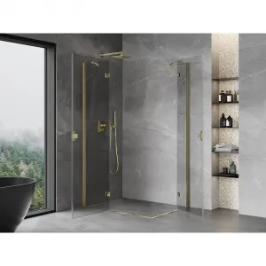 MEXEN/S - Mist H Duo sprchovací kút dvere krídlové 80 x 70, transparent, zlato 8A5-080L-070P-50-00